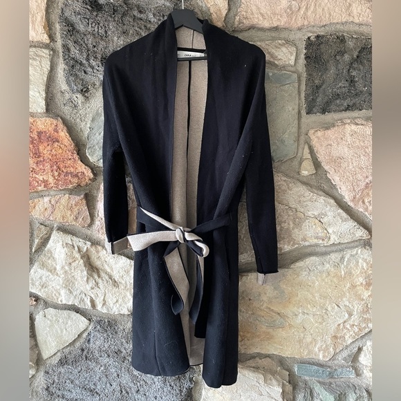 ZARA Knit Wraparound Belted Cardigan Jacket - Picture 3 of 5